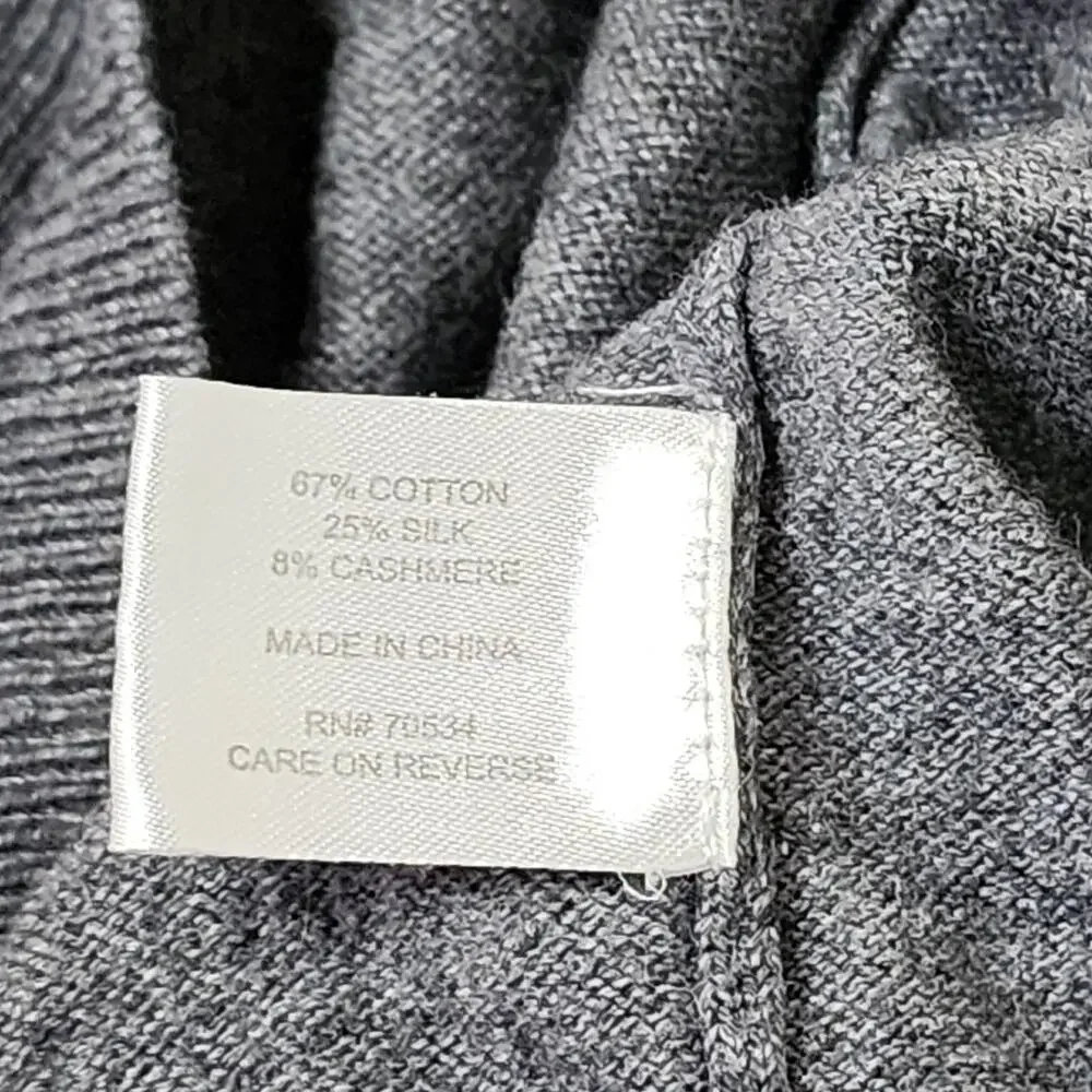 Orvis Sweater Mens Large Gray Cotton Silk Cashmere Collared Pullover Knit